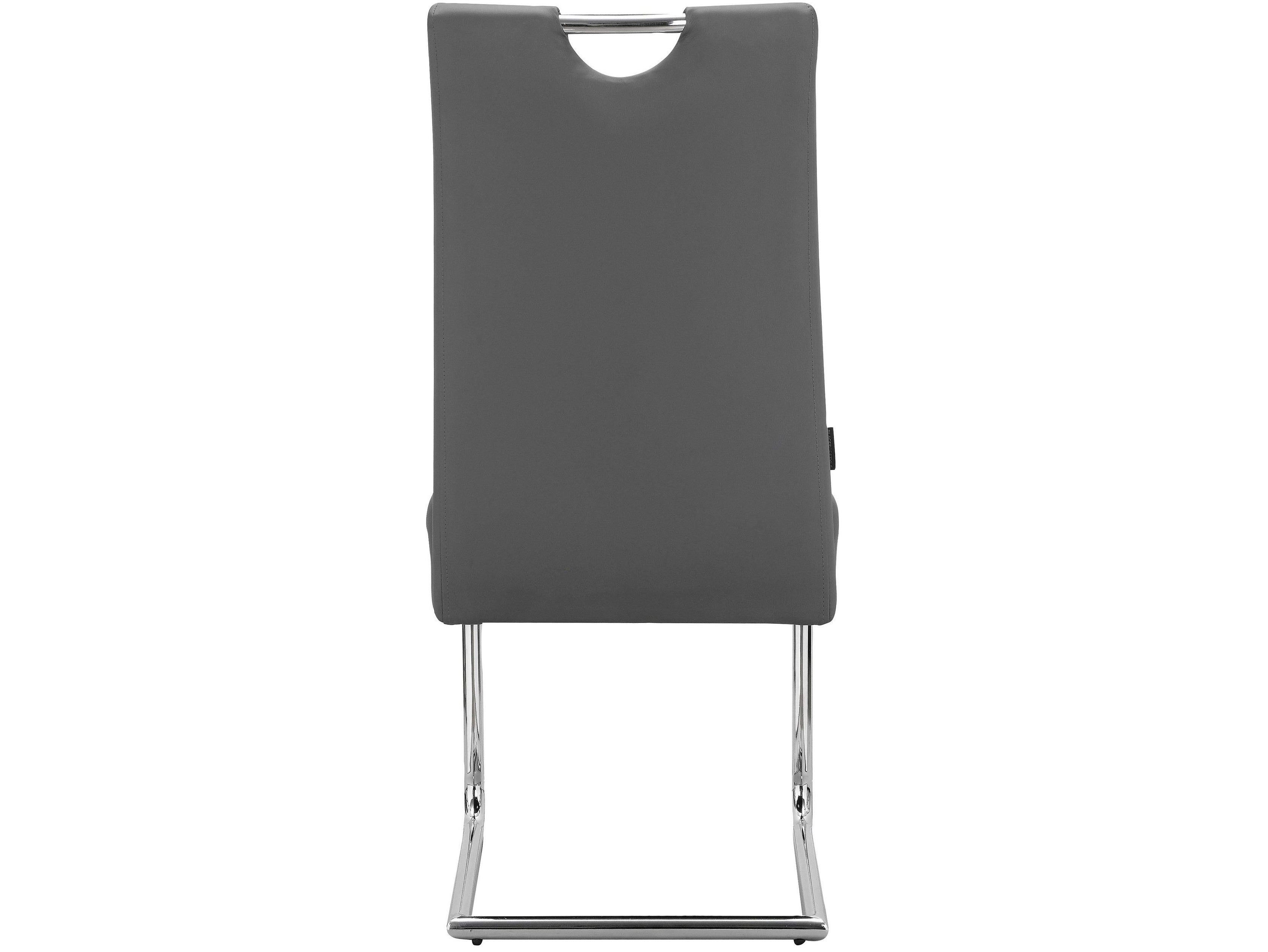 Dorel Home Set 2 scaune tapitate cu piele ecologica si picioare metalice, Osaka Gri / Crom, l44xA59xH96 cm