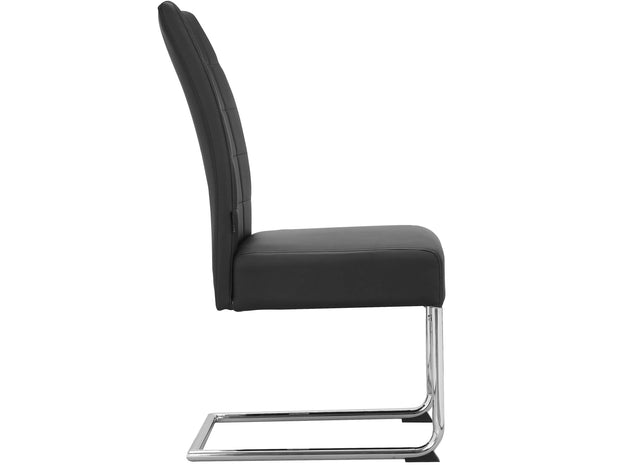 Dorel Home Set 2 scaune tapitate cu piele ecologica si picioare metalice, Osaka Negru / Crom, l44xA59xH96 cm