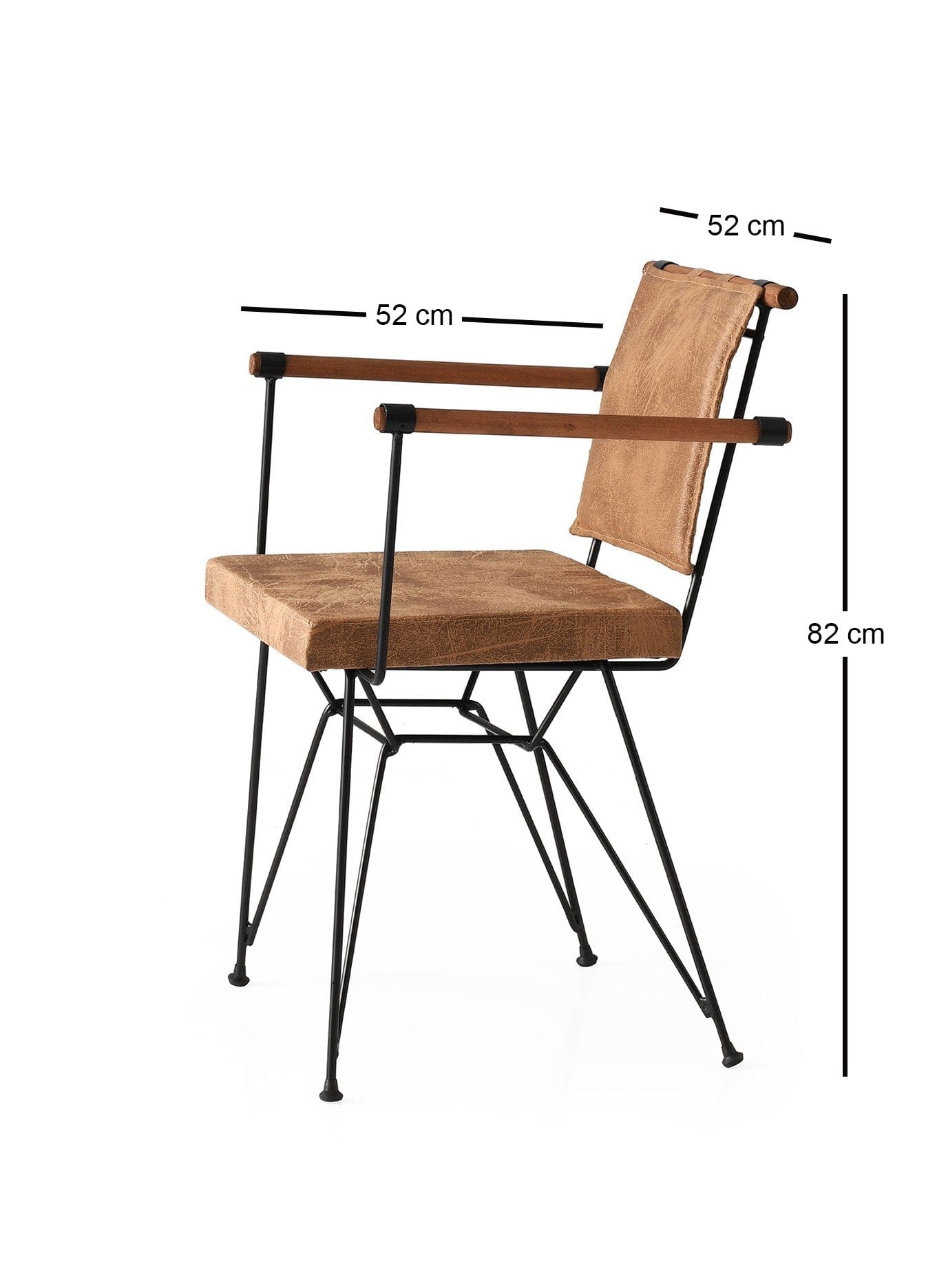 Set 2 scaune tapitate cu piele ecologica si picioare metalice, Penyez Maro / Negru, l52xA52xH82 cm (2)