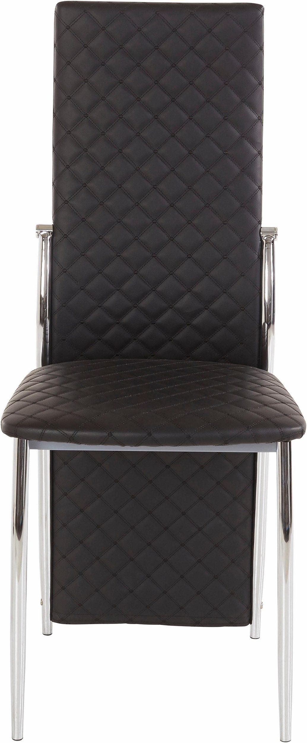 Dorel Home Set 2 scaune tapitate cu piele ecologica si picioare metalice, Wilson Negru / Argintiu, l46xA48xH98 cm