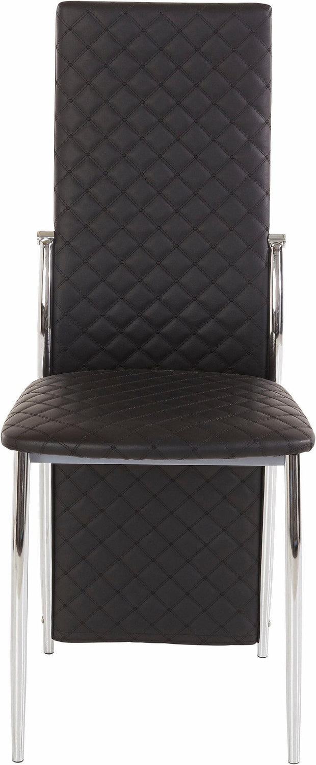 Dorel Home Set 2 scaune tapitate cu piele ecologica si picioare metalice, Wilson Negru / Argintiu, l46xA48xH98 cm