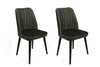 Asir Set 2 scaune tapitate cu stofa si picioare din lemn, Alfa 432-V2 Velvet Kaki / Negru, l50xA49xH90 cm