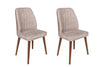 Set 2 scaune tapitate cu stofa si picioare din lemn, Alfa 465-V2 Velvet Grej / Nuc, l50xA49xH90 cm