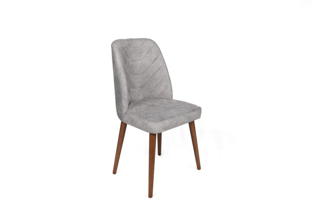 Asir Set 2 scaune tapitate cu stofa si picioare din lemn, Dallas 554-V2 Velvet Gri / Nuc, l50xA49xH90 cm