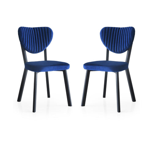 Set 2 scaune tapitate cu stofa si picioare metalice, Beta Velvet Albastru / Negru, l46xA54xH86 cm