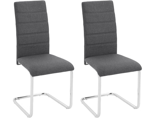 Dorel Home Set 2 scaune tapitate cu stofa si picioare metalice, Doris Gri / Crom, l44xA52xH98 cm