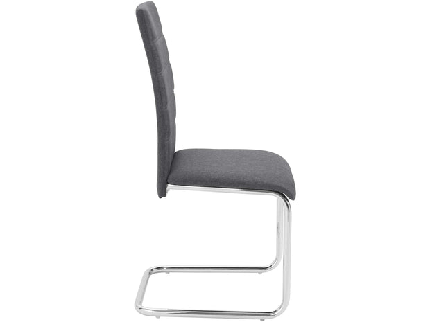 Dorel Home Set 2 scaune tapitate cu stofa si picioare metalice, Doris Gri / Crom, l44xA52xH98 cm