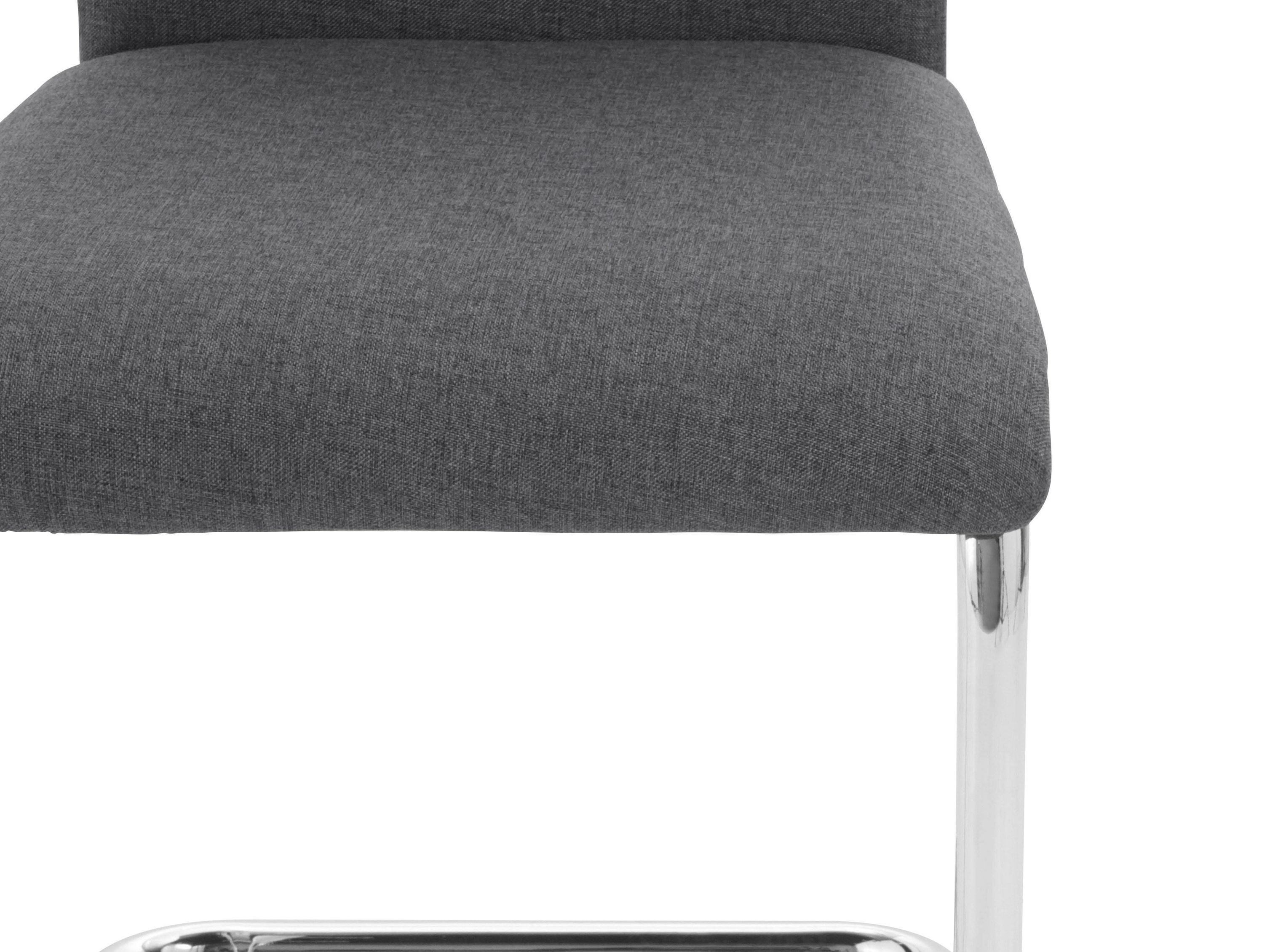 Dorel Home Set 2 scaune tapitate cu stofa si picioare metalice, Doris Gri / Crom, l44xA52xH98 cm