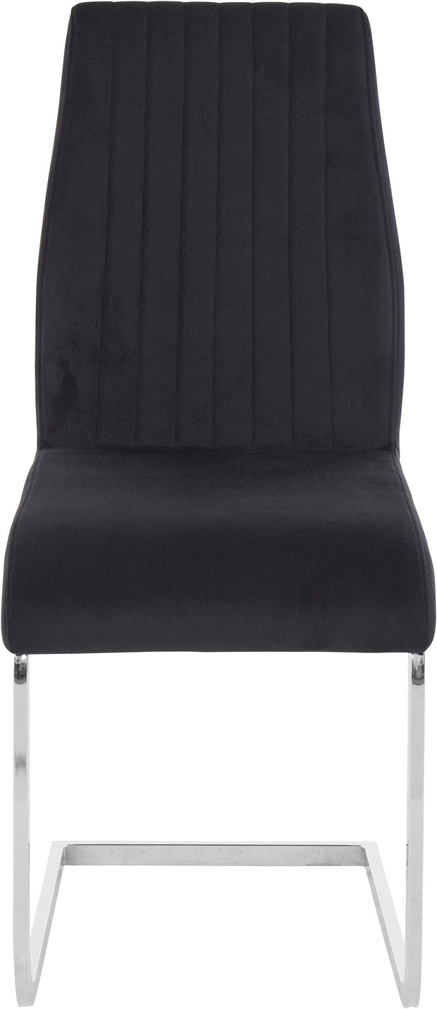 Dorel Home Set 2 scaune tapitate cu stofa si picioare metalice, Greta Velvet Negru / Crom, l40xA52xH103 cm