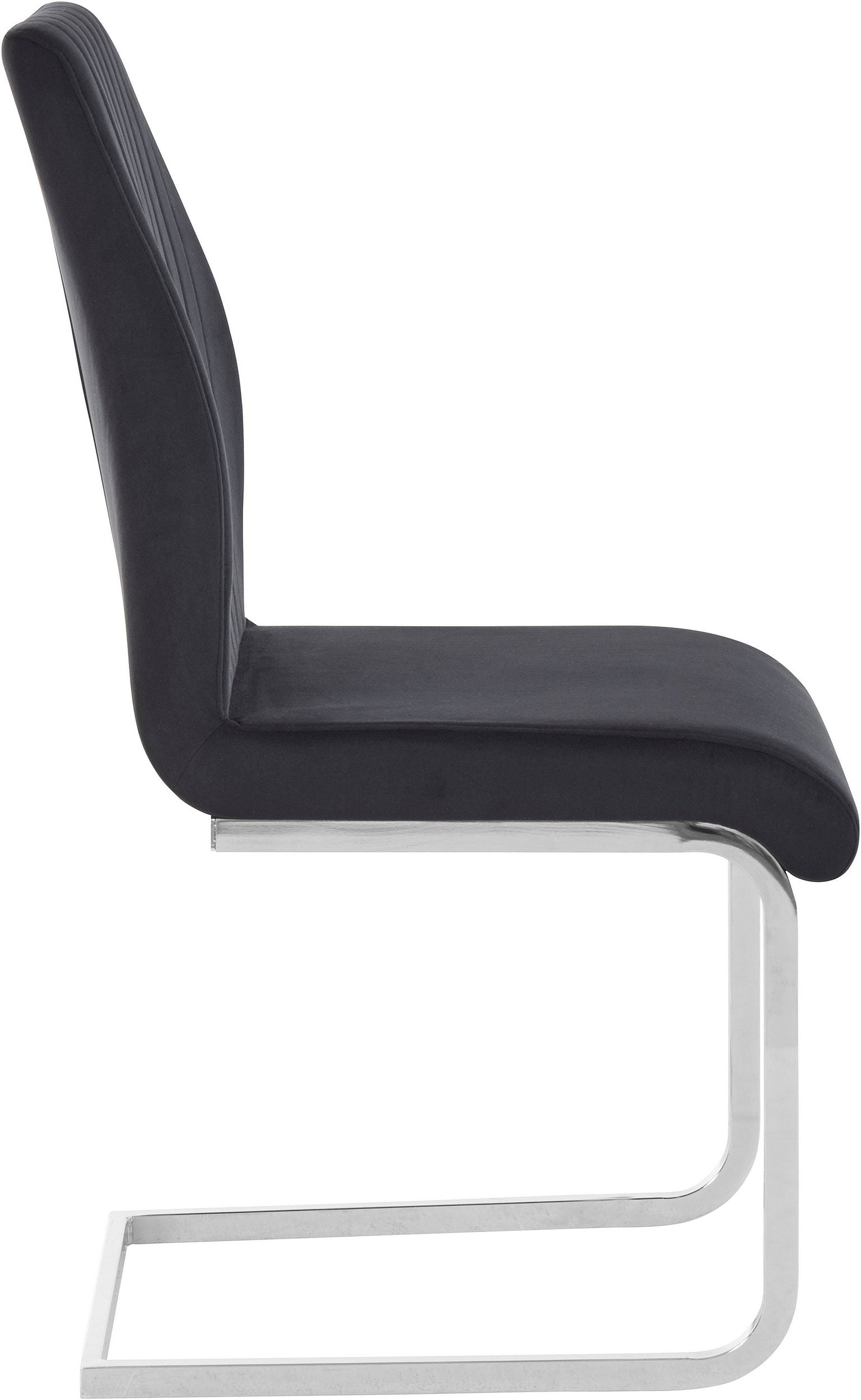 Dorel Home Set 2 scaune tapitate cu stofa si picioare metalice, Greta Velvet Negru / Crom, l40xA52xH103 cm