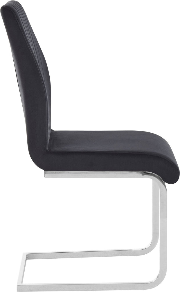 Dorel Home Set 2 scaune tapitate cu stofa si picioare metalice, Greta Velvet Negru / Crom, l40xA52xH103 cm