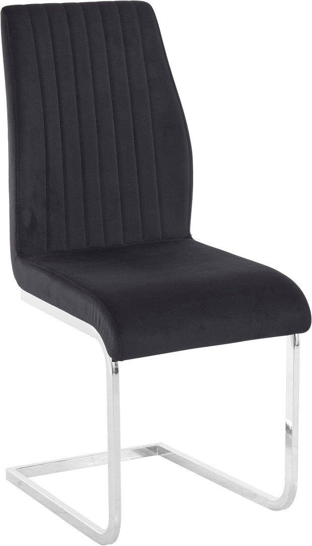 Dorel Home Set 2 scaune tapitate cu stofa si picioare metalice, Greta Velvet Negru / Crom, l40xA52xH103 cm