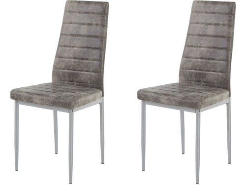 Dorel Home Set 2 scaune tapitate cu stofa si picioare metalice, Kate Gri, l42xA53xH98 cm