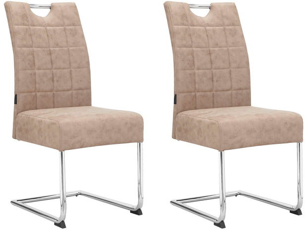Dorel Home Set 2 scaune tapitate cu stofa si picioare metalice, Osaka Bej / Crom, l44xA59xH96 cm