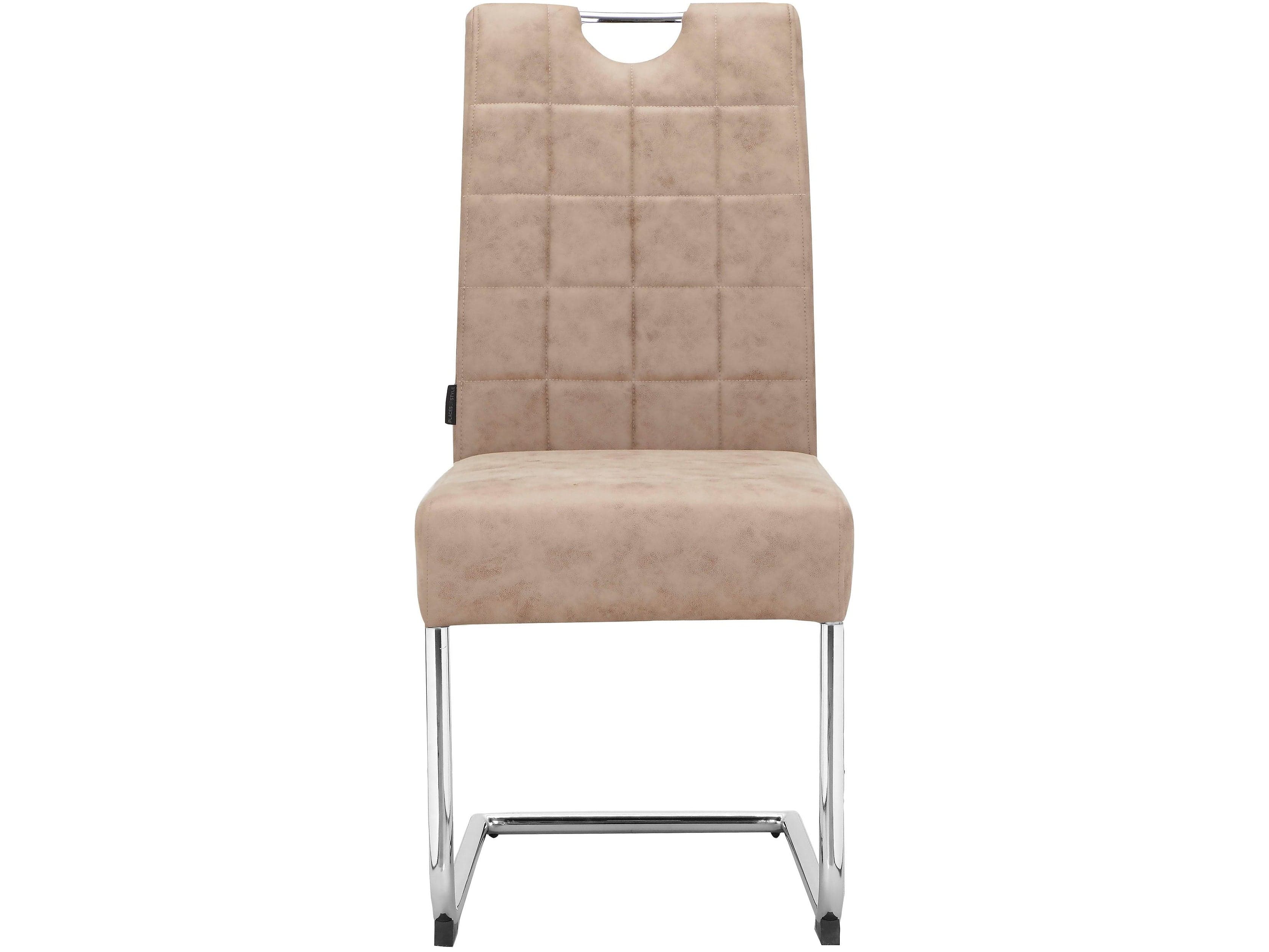 Dorel Home Set 2 scaune tapitate cu stofa si picioare metalice, Osaka Bej / Crom, l44xA59xH96 cm