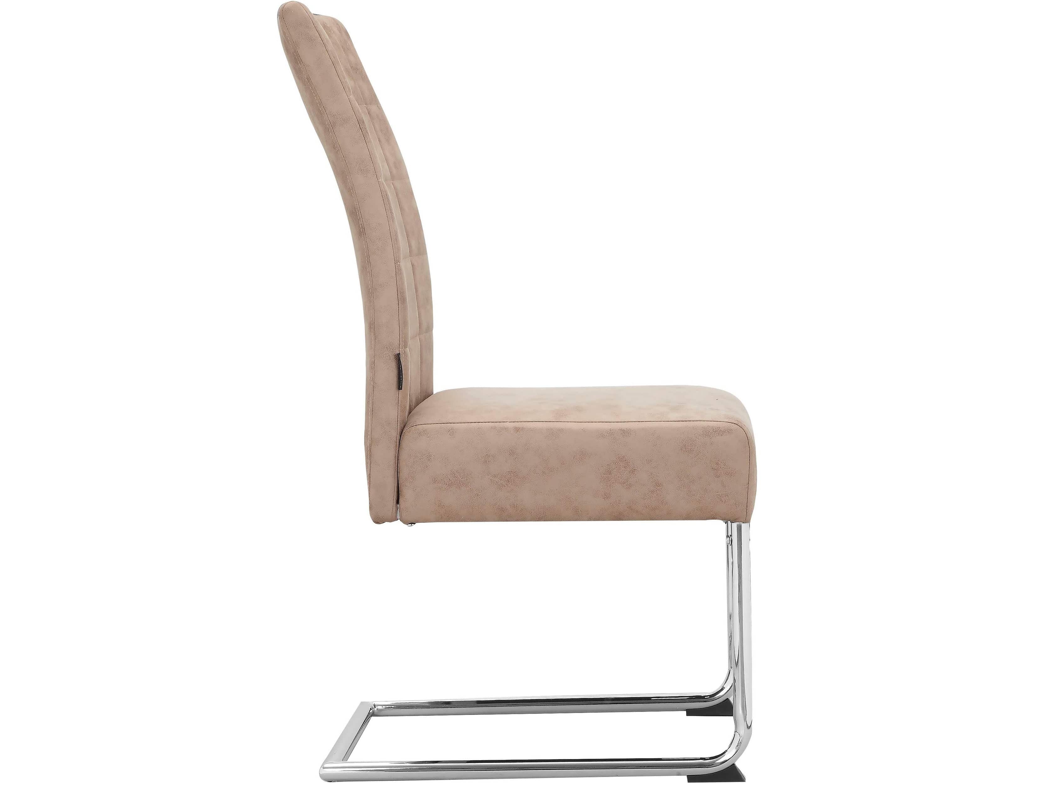 Dorel Home Set 2 scaune tapitate cu stofa si picioare metalice, Osaka Bej / Crom, l44xA59xH96 cm