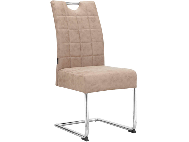 Dorel Home Set 2 scaune tapitate cu stofa si picioare metalice, Osaka Bej / Crom, l44xA59xH96 cm