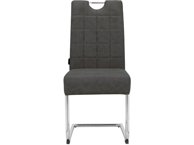 Dorel Home Set 2 scaune tapitate cu stofa si picioare metalice, Osaka Gri / Crom, l44xA59xH96 cm