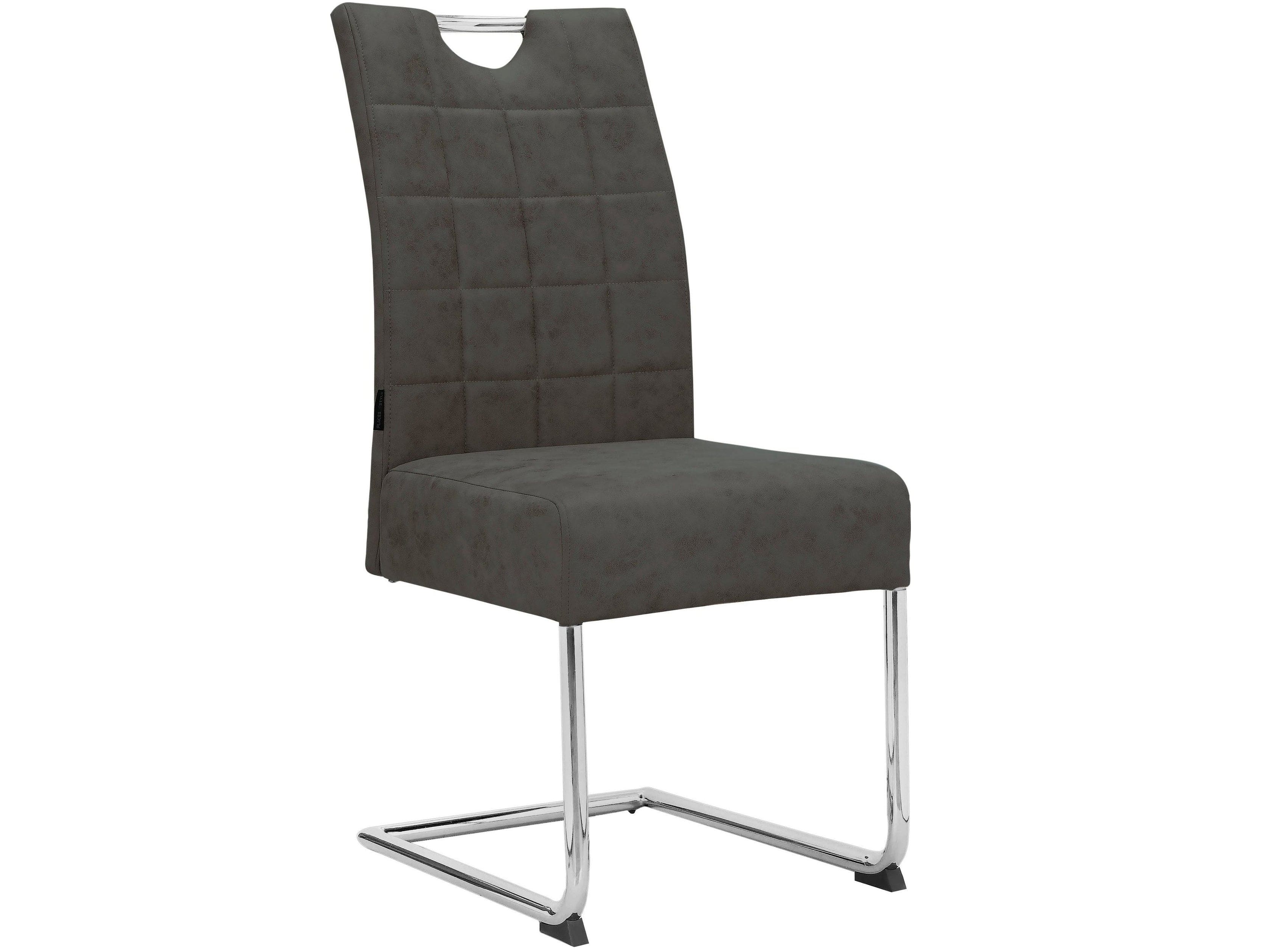 Dorel Home Set 2 scaune tapitate cu stofa si picioare metalice, Osaka Gri / Crom, l44xA59xH96 cm