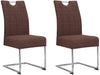 Dorel Home Set 2 scaune tapitate cu stofa si picioare metalice, Osaka Maro / Crom, l44xA59xH96 cm