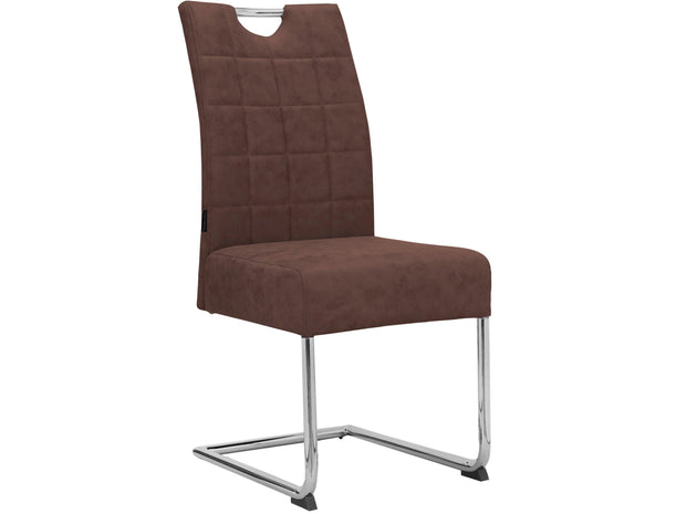 Dorel Home Set 2 scaune tapitate cu stofa si picioare metalice, Osaka Maro / Crom, l44xA59xH96 cm