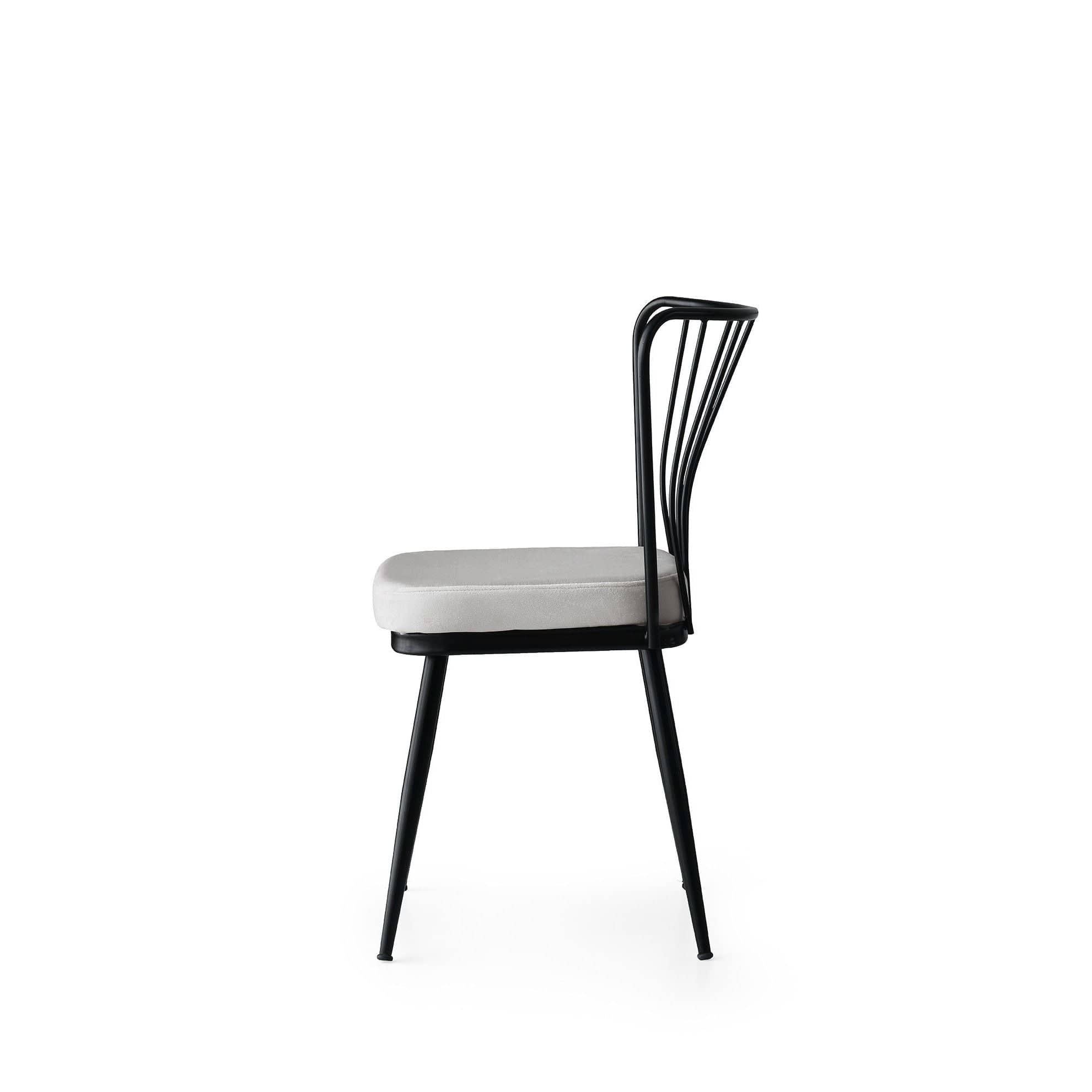 Set 2 scaune tapitate cu stofa si picioare metalice, Yildiz 186 Velvet Gri Deschis / Negru, l43xA42xH82 cm (5)