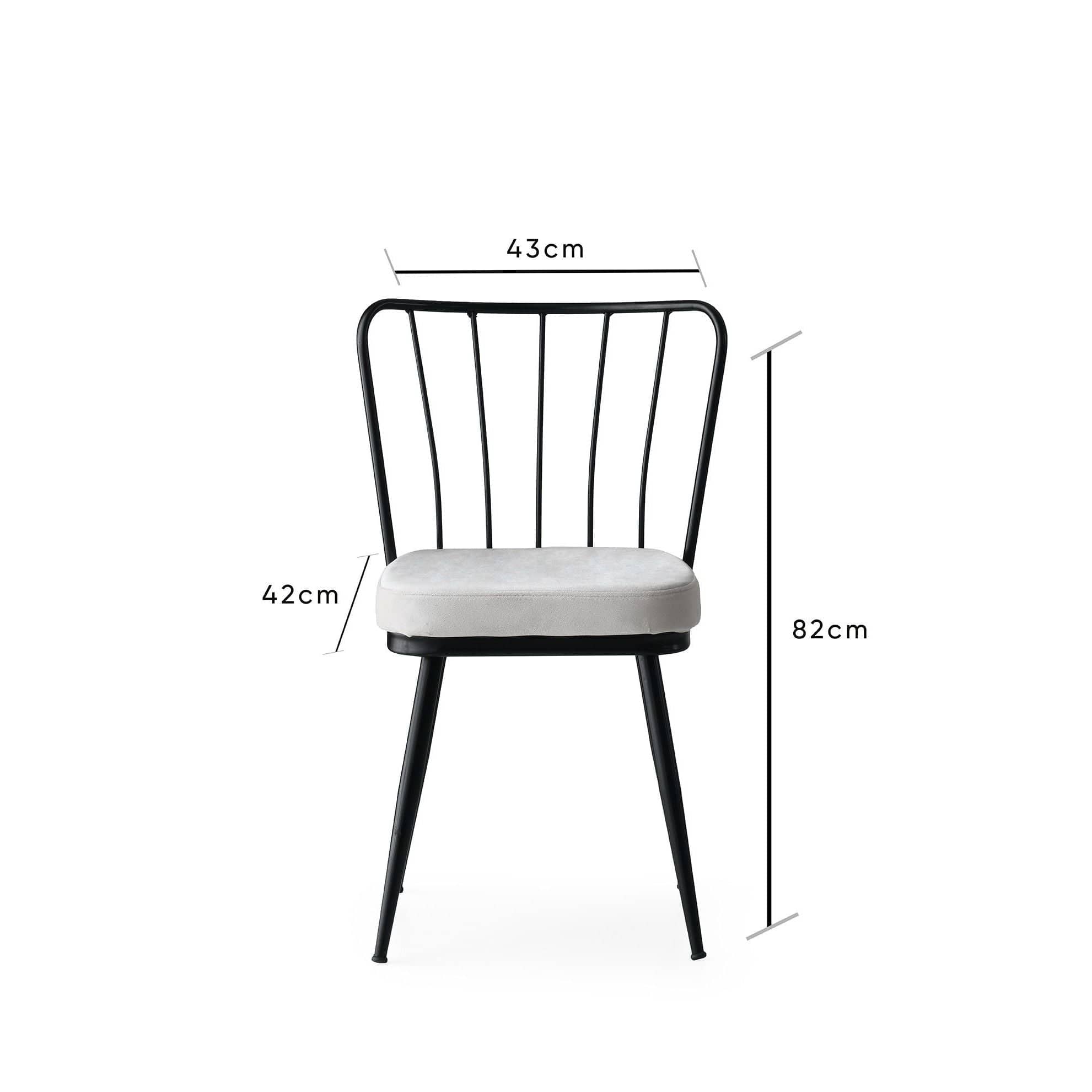 Set 2 scaune tapitate cu stofa si picioare metalice, Yildiz 186 Velvet Gri Deschis / Negru, l43xA42xH82 cm (7)