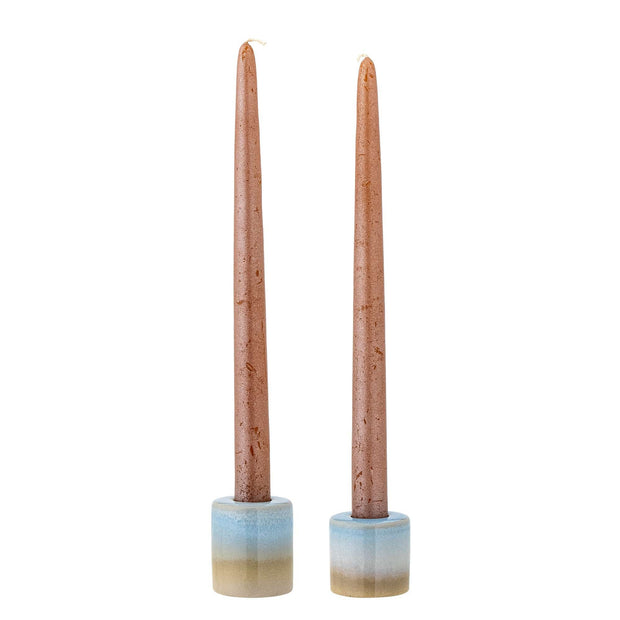 Set 2 suporturi pentru lumanari din ceramica, Clarabel Albastru, Ø5xH5,5 / Ø5xH4,5 cm (1)