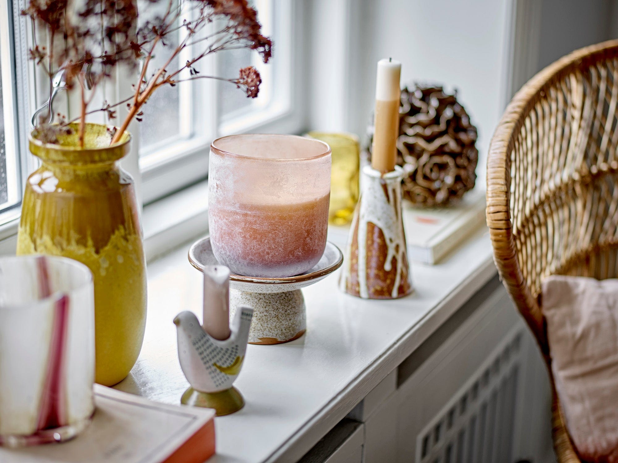 Set 2 suporturi pentru lumanari din ceramica, Liberty Maro, l7xA4xH8 cm (2)