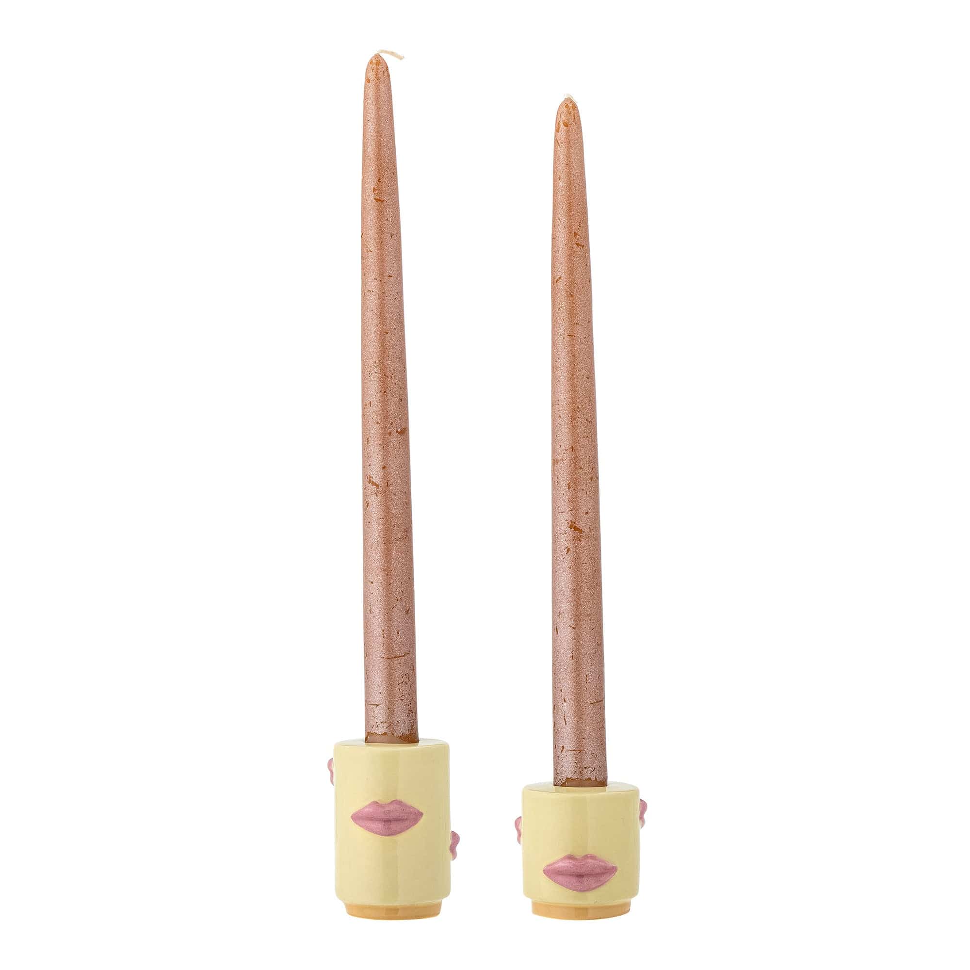 Set 2 suporturi pentru lumanari din ceramica, Noore Galben, Ø5xH7 / Ø5xH5 cm (2)