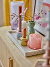 Set 2 suporturi pentru lumanari din ceramica, Rosslin Roz, Ø5xH5,5 / Ø5xH4,5 cm (2)