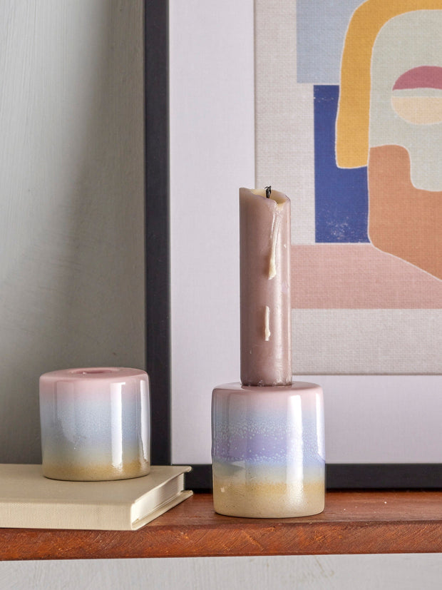 Set 2 suporturi pentru lumanari din ceramica, Rosslin Roz, Ø5xH5,5 / Ø5xH4,5 cm (3)