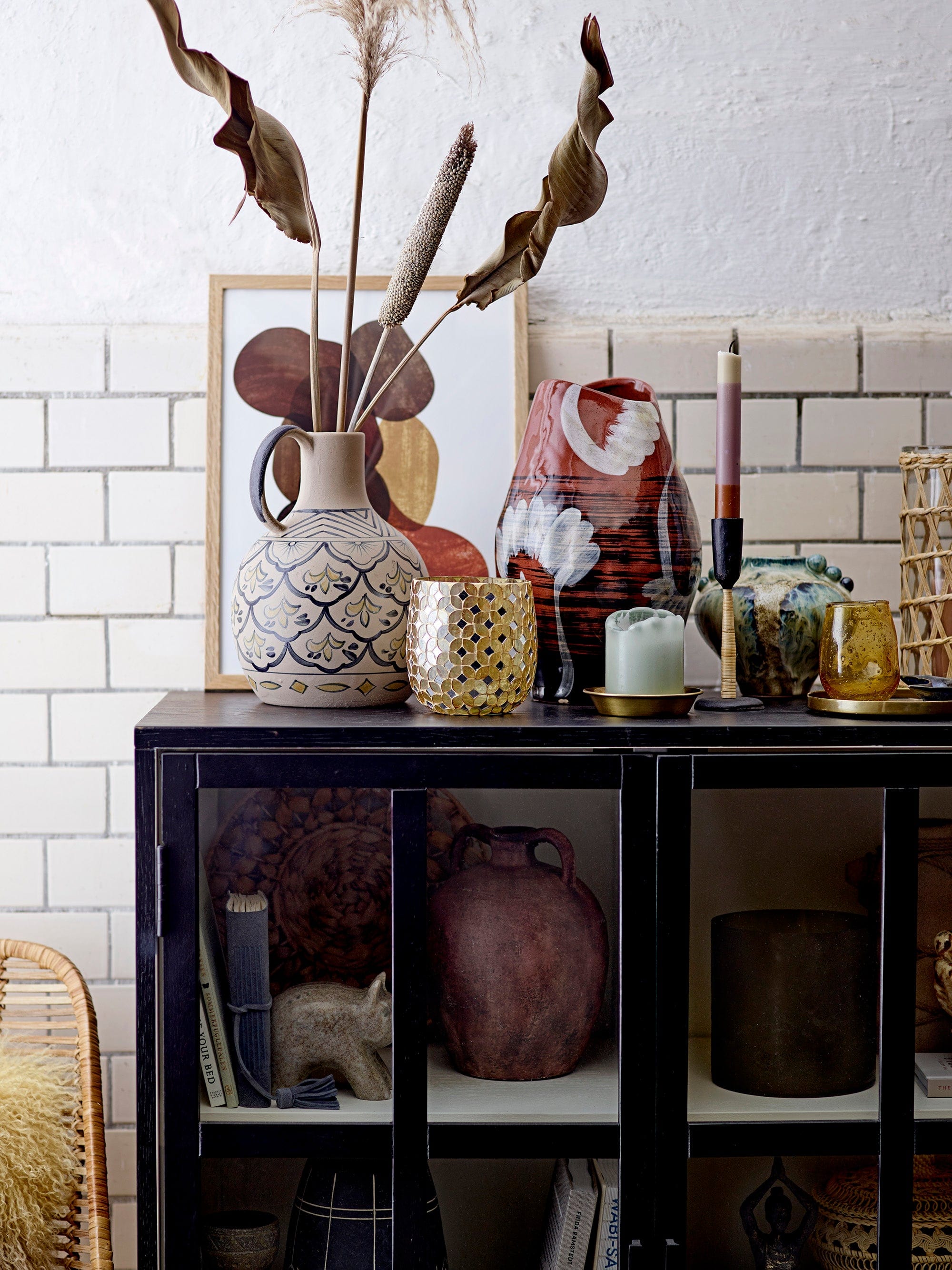 Set 2 suporturi pentru lumanari din metal, Melucca Negru, Ø6xH20 / Ø6xH18 cm (2)