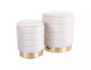 Signal Set 2 taburete tapitate cu stofa, cu spatiu de depozitare Brito Velvet Bej, Ø40xH45 / Ø30xH38 cm