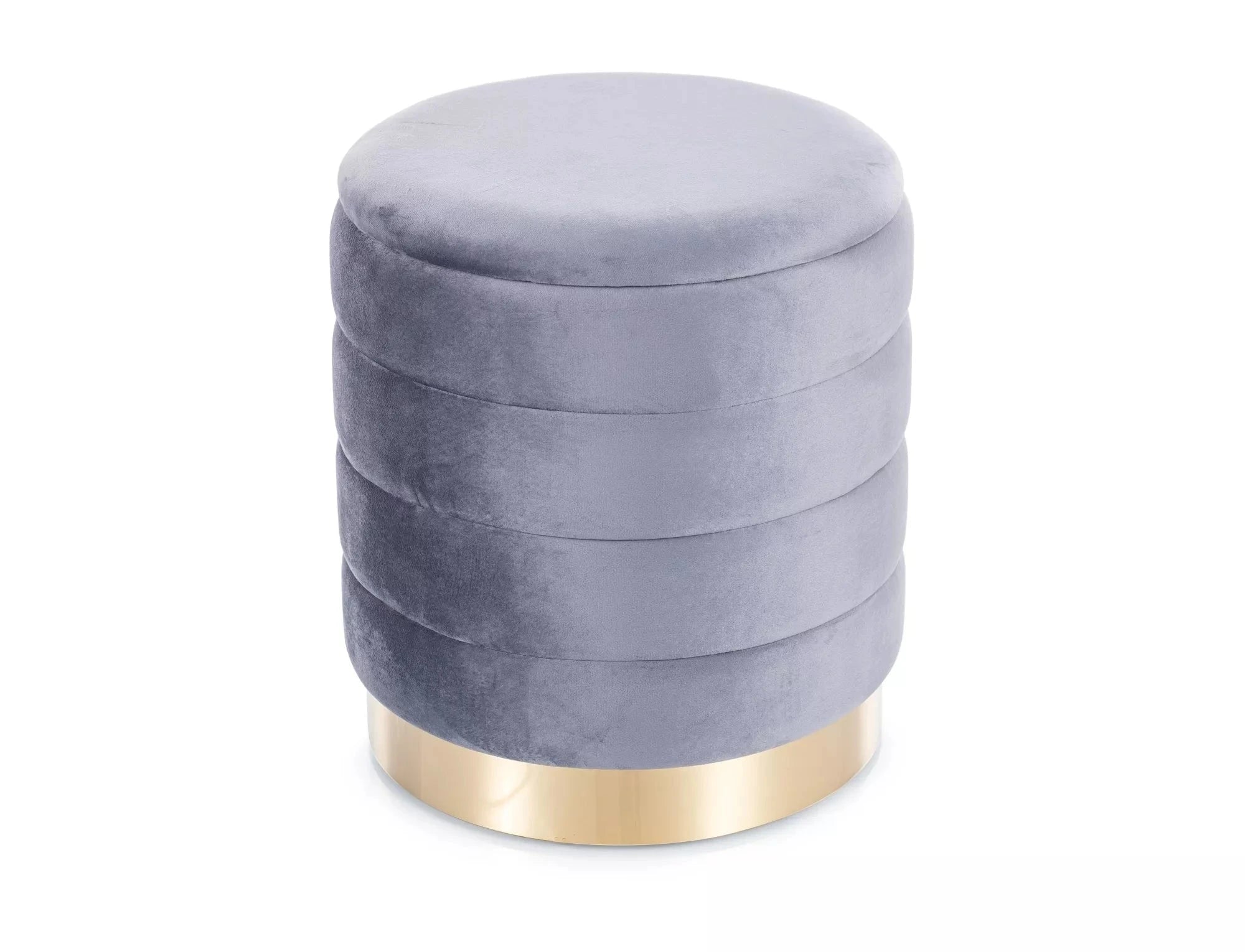 Signal Set 2 taburete tapitate cu stofa, cu spatiu de depozitare Brito Velvet Gri, Ø40xH45  Ø30xH38 cm