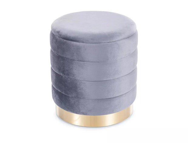 Signal Set 2 taburete tapitate cu stofa, cu spatiu de depozitare Brito Velvet Gri, Ø40xH45  Ø30xH38 cm