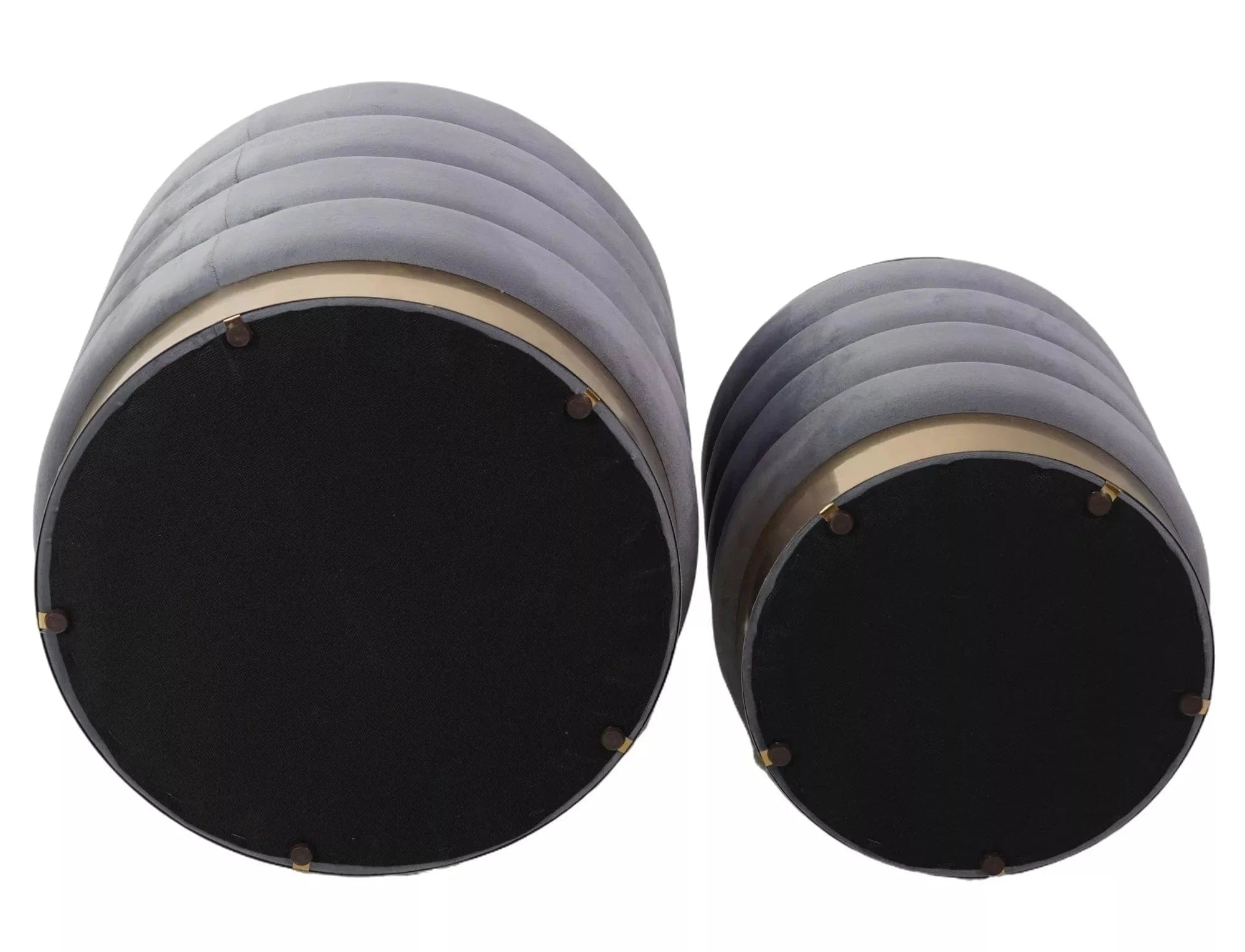 Signal Set 2 taburete tapitate cu stofa, cu spatiu de depozitare Brito Velvet Gri, Ø40xH45  Ø30xH38 cm