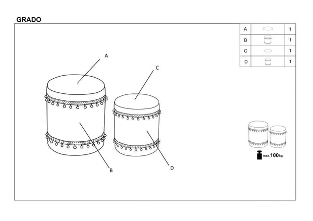 Set 2 taburete tapitate cu stofa si spatiu de depozitare, Grayton Albastru Deschis, Ø38xH44 / Ø30xH37 cm (7)