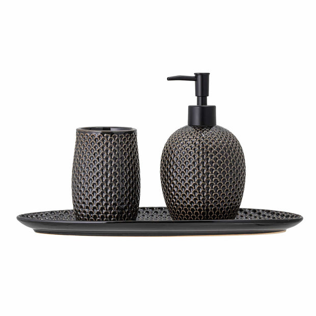 Bloomingville Set 3 accesorii pentru baie din ceramica, Hrin Gri