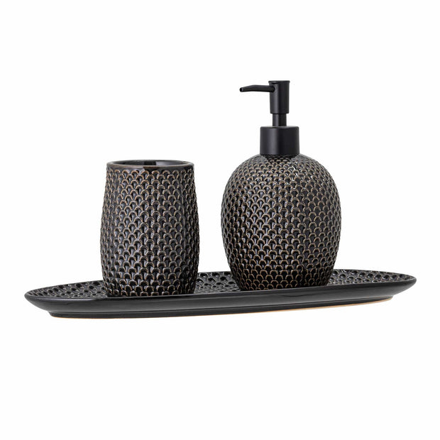 Bloomingville Set 3 accesorii pentru baie din ceramica, Hrin Gri