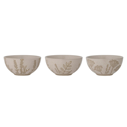 Set 3 boluri din ceramica, Primrose Natural, 250 ml