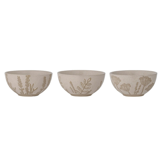Set 3 boluri din ceramica, Primrose Natural, 250 ml