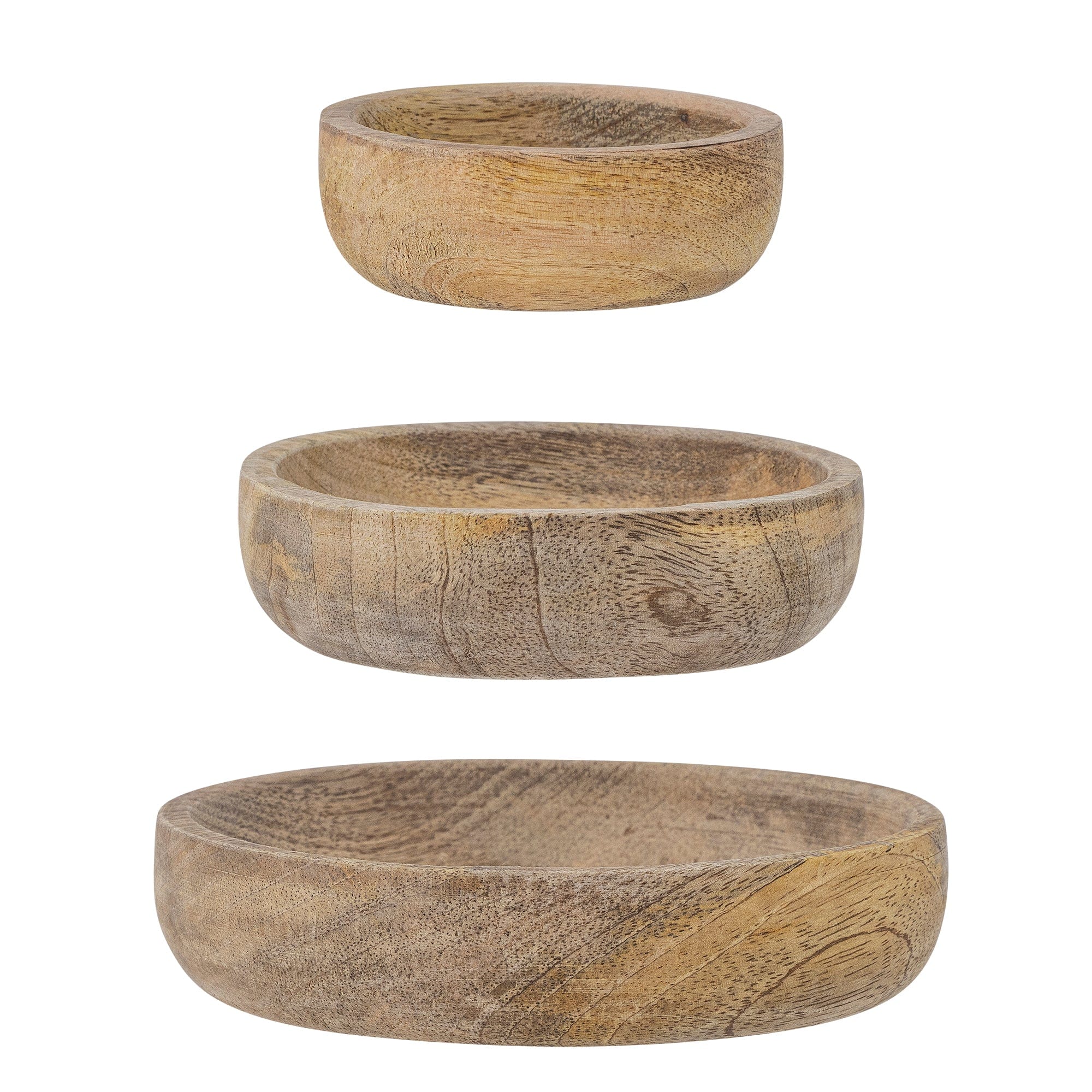 Set 3 boluri din lemn, Joana Natural, Ø15xH3,5 / Ø11,5xH3 / Ø9xH3 cm