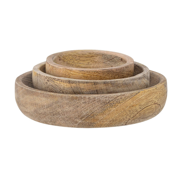 Set 3 boluri din lemn, Joana Natural, Ø15xH3,5 / Ø11,5xH3 / Ø9xH3 cm (1)