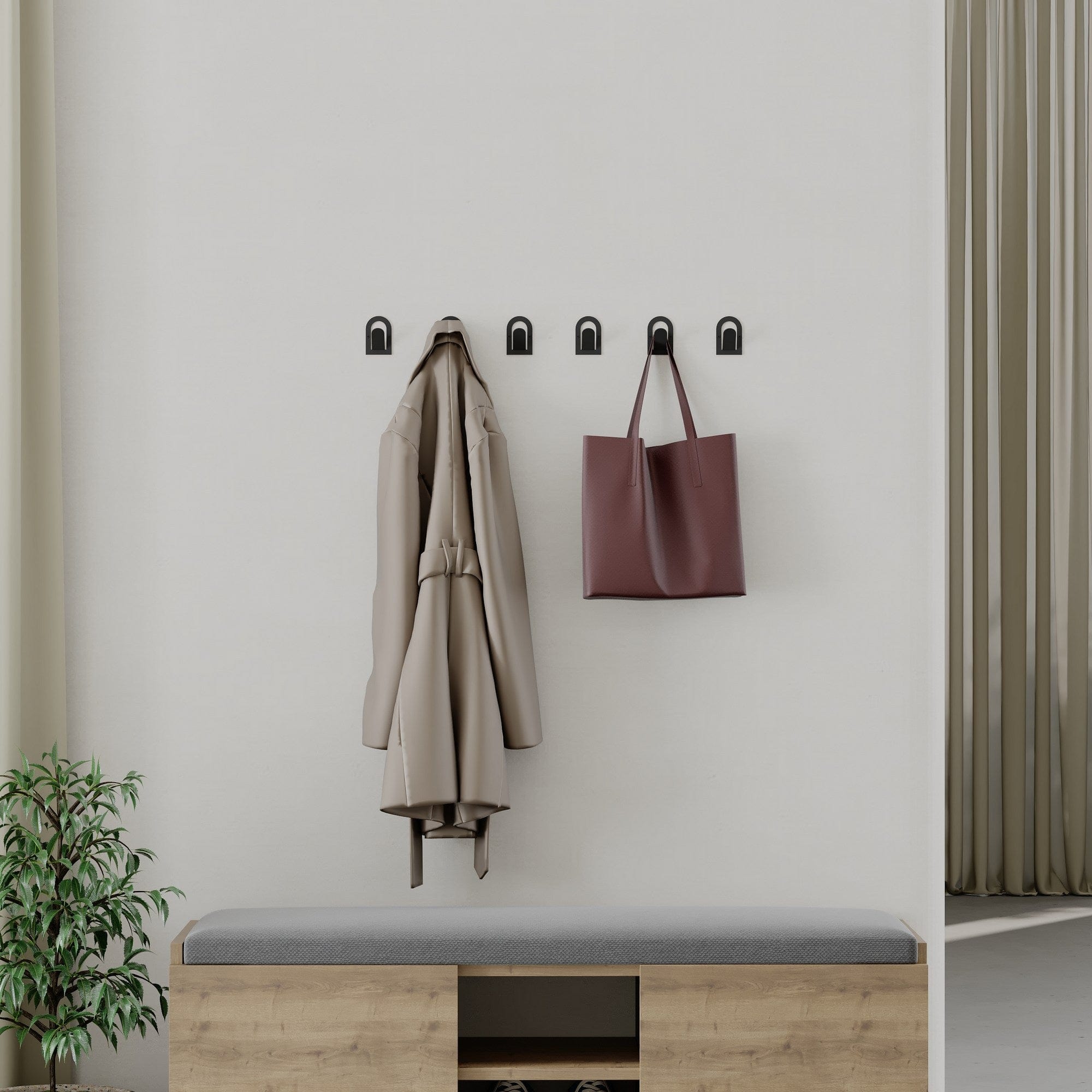 Set 3 carlige metalice pentru perete, Astra Negru, l4xA3,1xH6 cm (4)