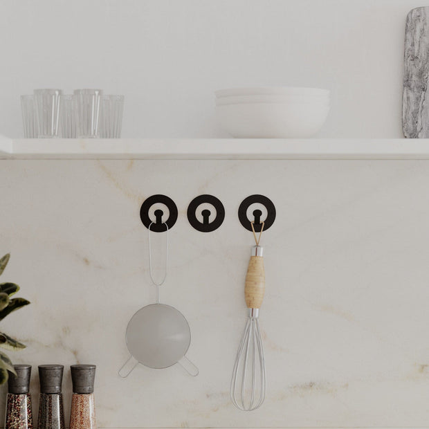 Set 3 carlige metalice pentru perete, Kaly Negru, l8,2xA3xH8,2 cm (4)