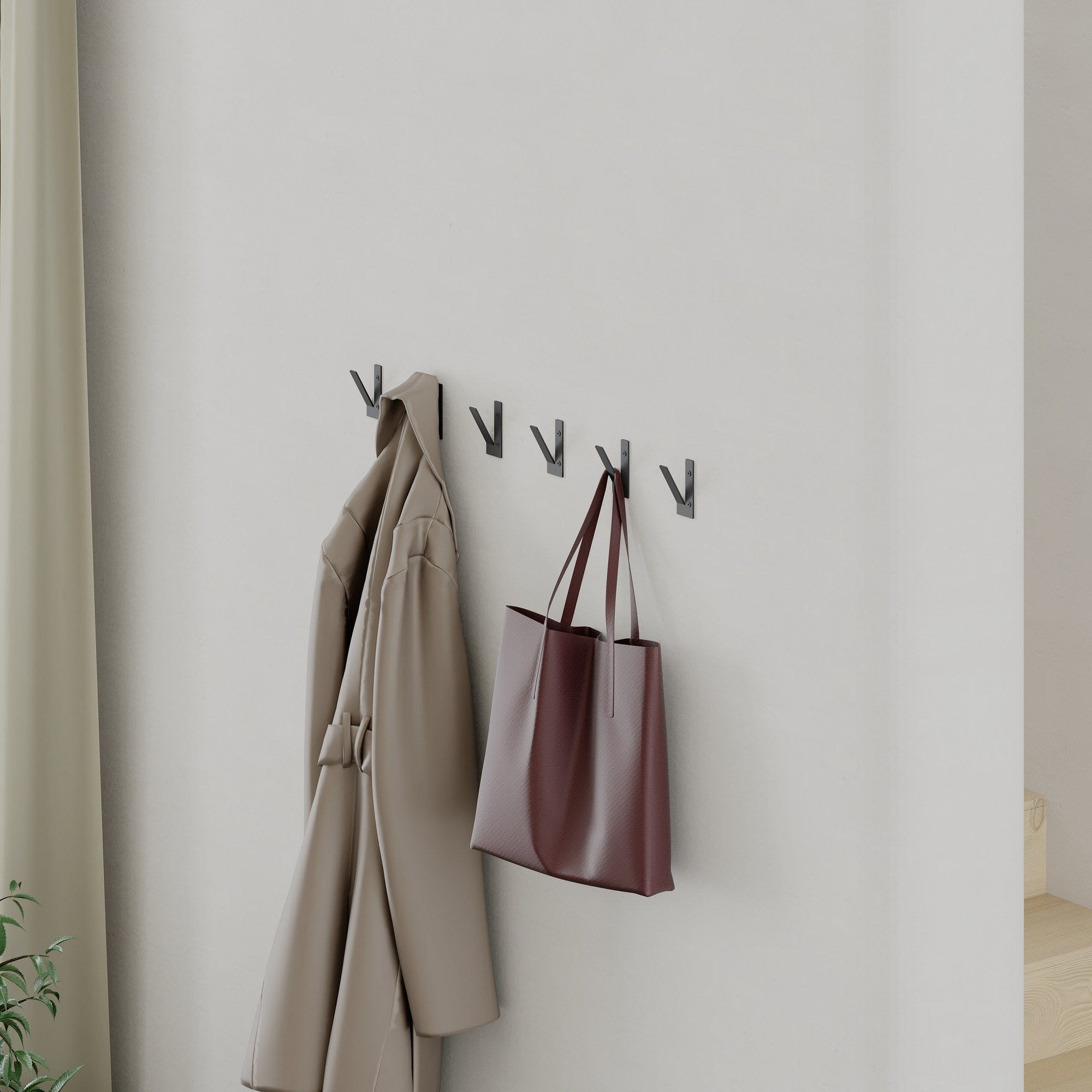 Set 3 carlige metalice pentru perete, Nora Negru, l2,6xA3,1xH6 cm (3)