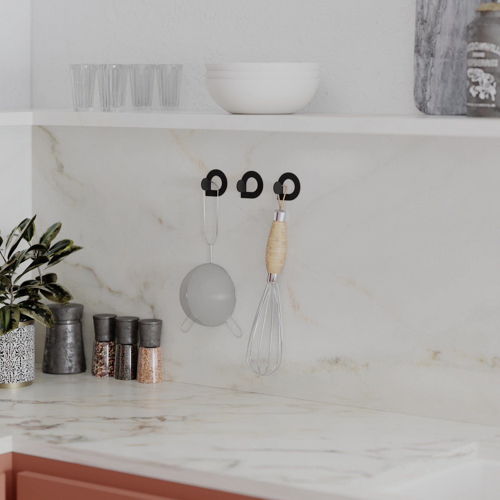 Set 3 carlige metalice pentru perete, Pino Negru, l6xA3,2xH6 cm (7)