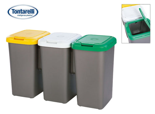 Set 3 cosuri de gunoi din plastic, Tontarelli Gri, l77xA32xH47,5 cm