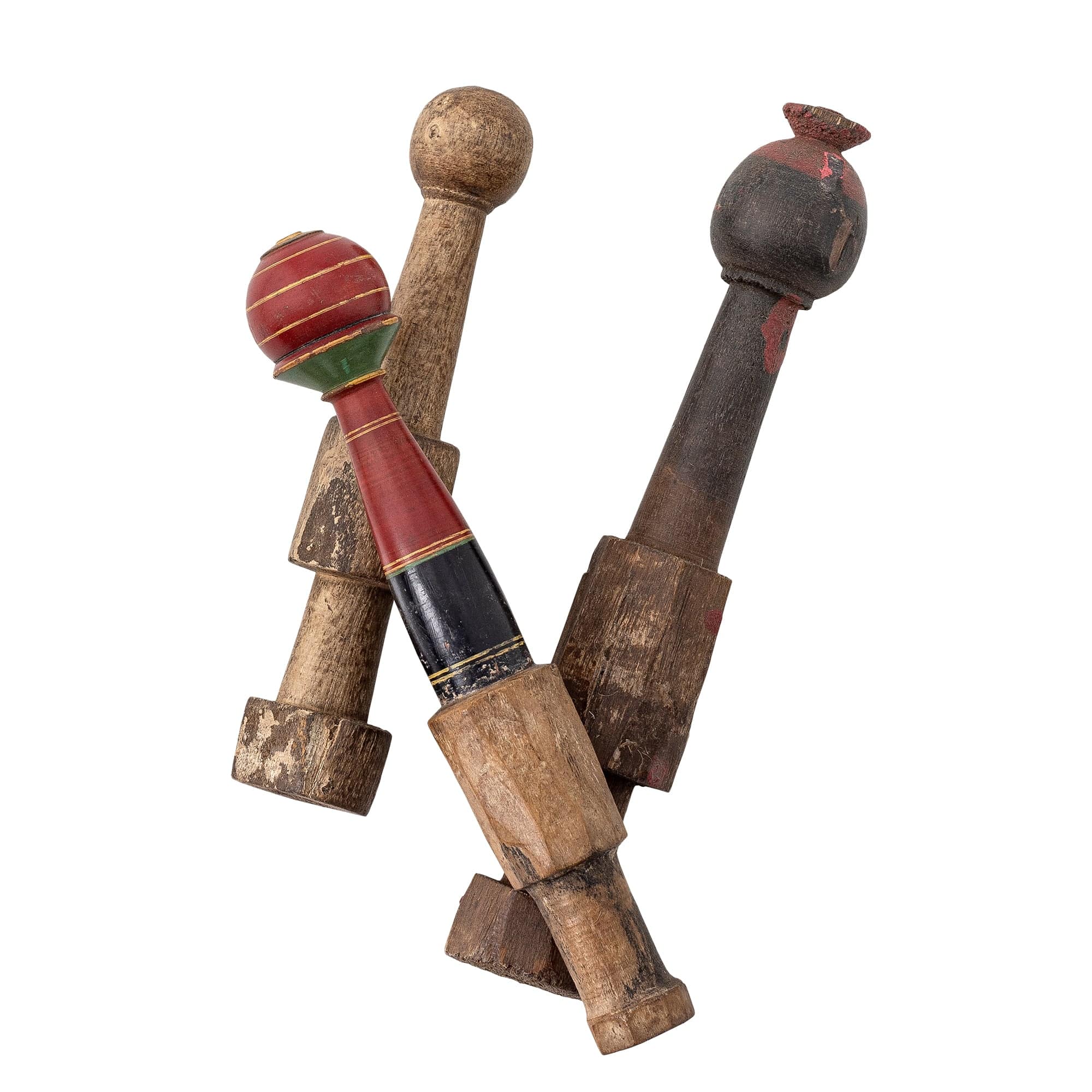 Set 3 decoratiuni din lemn, Barac Maro, Ø3,5xH20 cm